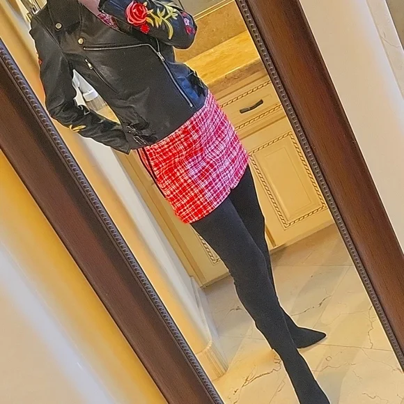 Self-Portrait Red & White Plaid Sleeveless Halter Mini Dress, Sz 0 - Picture 6 of 17